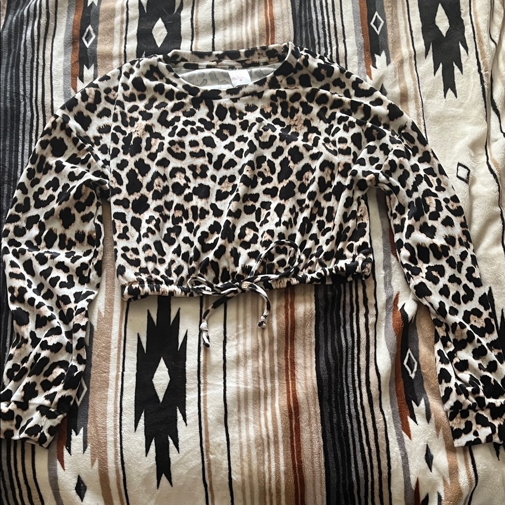 No Boundaries Animal Print Drawstring Blouse